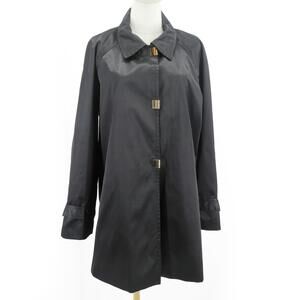 Jones New York Women's Black Trench Coat with Gold Hardware Size L